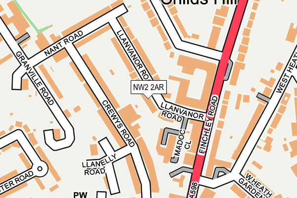 NW2 2AR map - OS OpenMap – Local (Ordnance Survey)