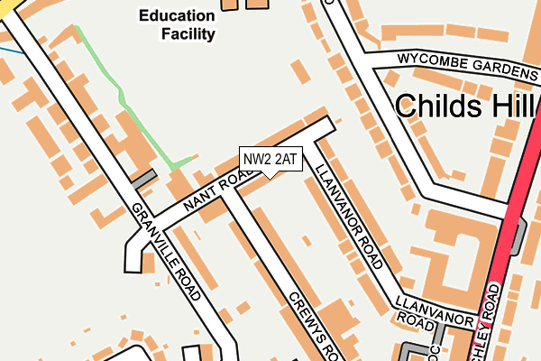 NW2 2AT map - OS OpenMap – Local (Ordnance Survey)