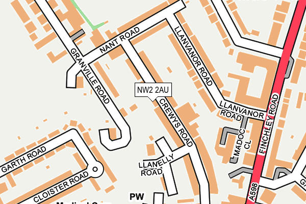 NW2 2AU map - OS OpenMap – Local (Ordnance Survey)