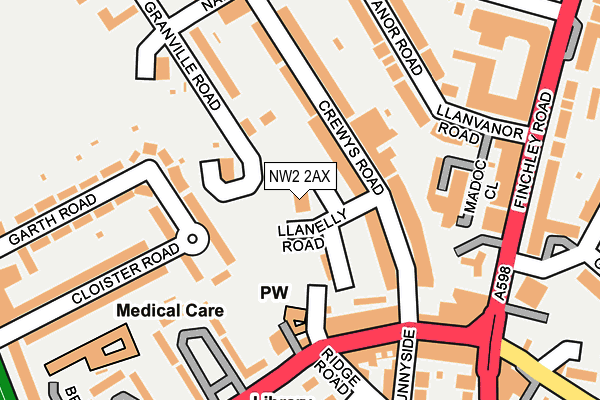 NW2 2AX map - OS OpenMap – Local (Ordnance Survey)