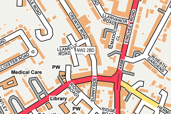 NW2 2BD map - OS OpenMap – Local (Ordnance Survey)