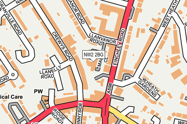 NW2 2BG map - OS OpenMap – Local (Ordnance Survey)