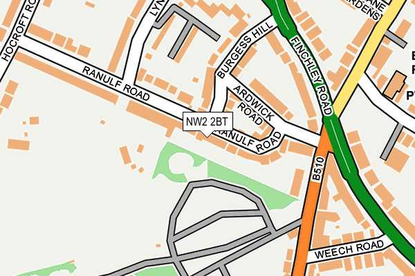 NW2 2BT map - OS OpenMap – Local (Ordnance Survey)
