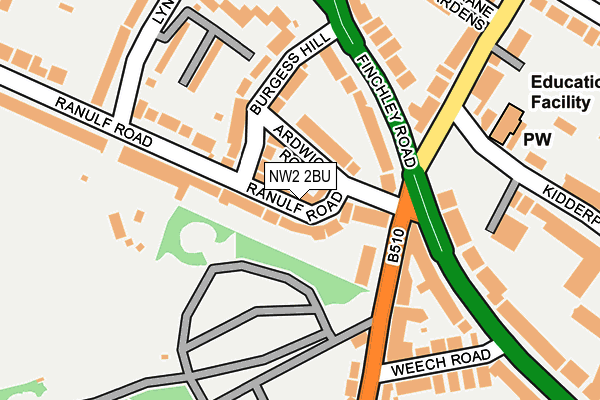 NW2 2BU map - OS OpenMap – Local (Ordnance Survey)