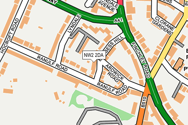 NW2 2DA map - OS OpenMap – Local (Ordnance Survey)