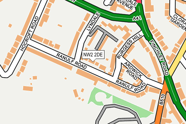 NW2 2DE map - OS OpenMap – Local (Ordnance Survey)