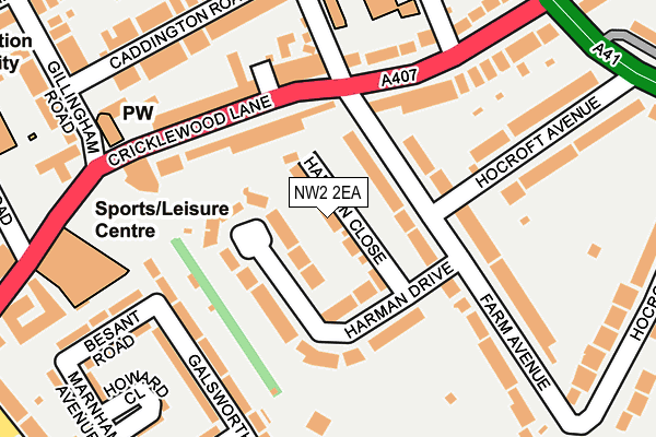 NW2 2EA map - OS OpenMap – Local (Ordnance Survey)