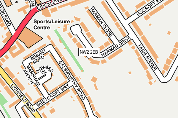 NW2 2EB map - OS OpenMap – Local (Ordnance Survey)