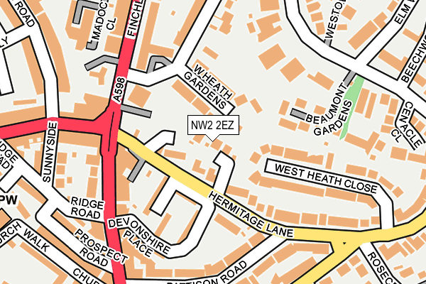 NW2 2EZ map - OS OpenMap – Local (Ordnance Survey)