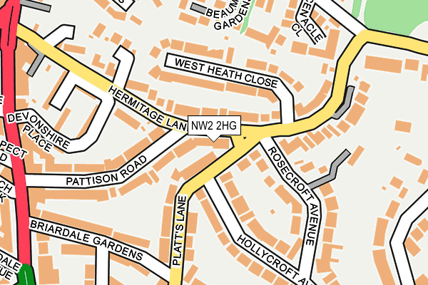 NW2 2HG map - OS OpenMap – Local (Ordnance Survey)