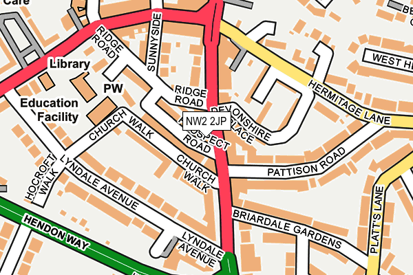 NW2 2JP map - OS OpenMap – Local (Ordnance Survey)