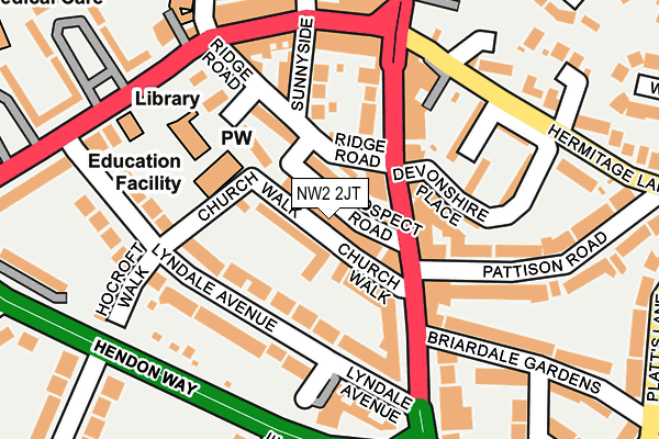 NW2 2JT map - OS OpenMap – Local (Ordnance Survey)