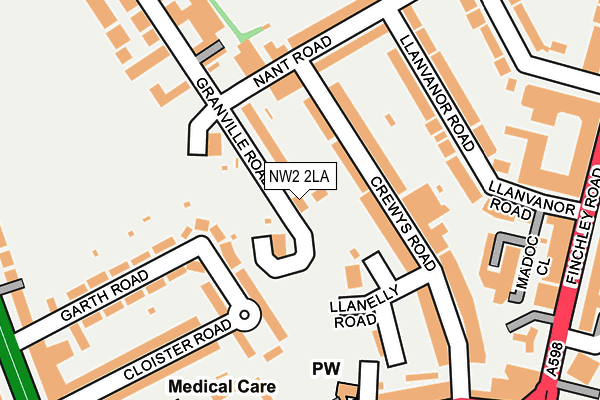 NW2 2LA map - OS OpenMap – Local (Ordnance Survey)