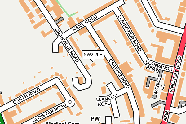 NW2 2LE map - OS OpenMap – Local (Ordnance Survey)