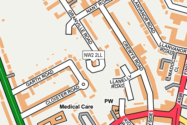 NW2 2LL map - OS OpenMap – Local (Ordnance Survey)