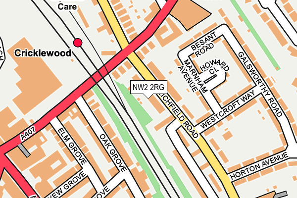 NW2 2RG map - OS OpenMap – Local (Ordnance Survey)