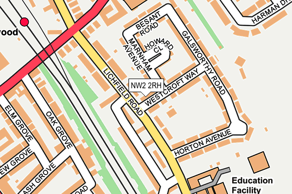 NW2 2RH map - OS OpenMap – Local (Ordnance Survey)
