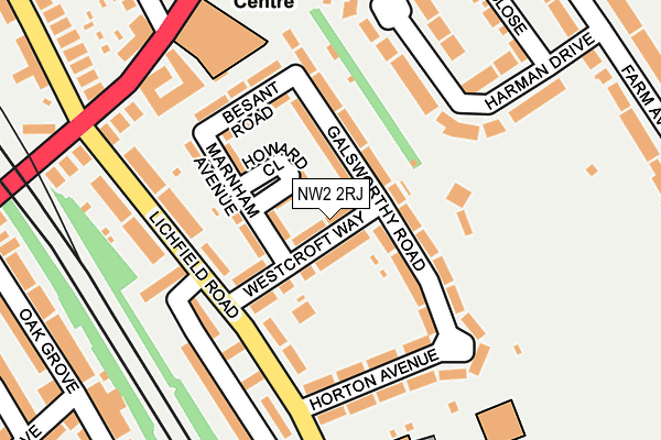 NW2 2RJ map - OS OpenMap – Local (Ordnance Survey)