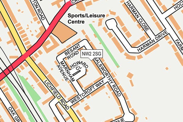 NW2 2SG map - OS OpenMap – Local (Ordnance Survey)
