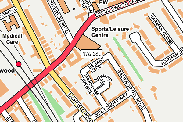 NW2 2SL map - OS OpenMap – Local (Ordnance Survey)