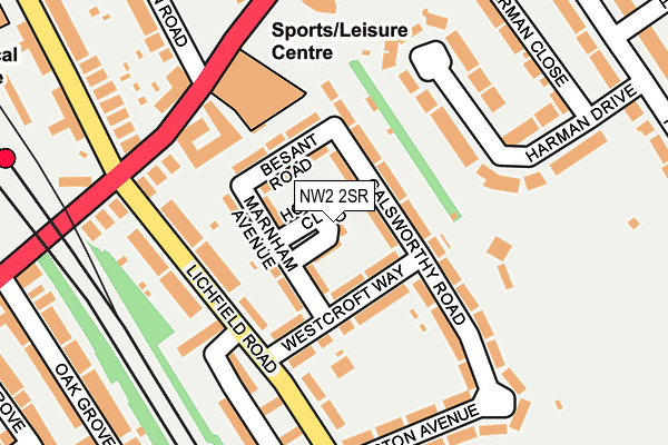 NW2 2SR map - OS OpenMap – Local (Ordnance Survey)