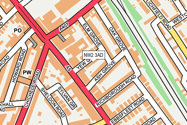 NW2 3AD map - OS OpenMap – Local (Ordnance Survey)