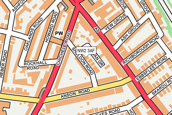 NW2 3AF map - OS OpenMap – Local (Ordnance Survey)