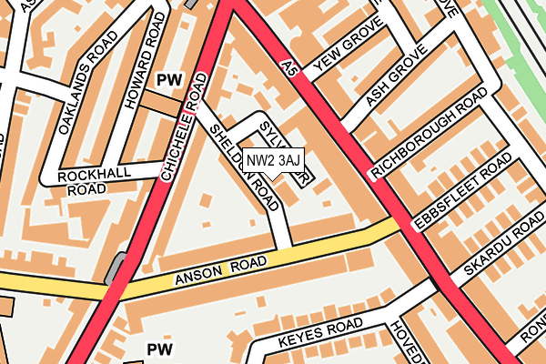NW2 3AJ map - OS OpenMap – Local (Ordnance Survey)