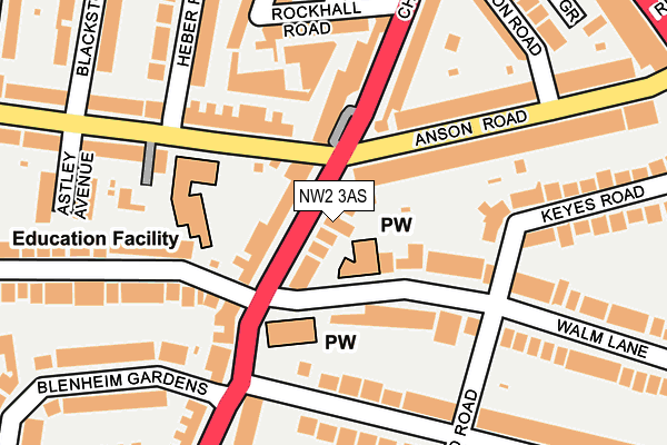 NW2 3AS map - OS OpenMap – Local (Ordnance Survey)