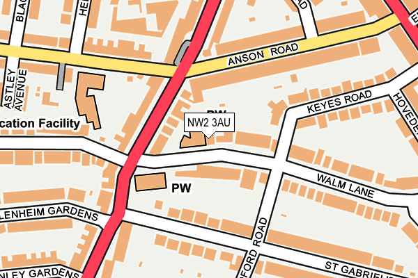 NW2 3AU map - OS OpenMap – Local (Ordnance Survey)
