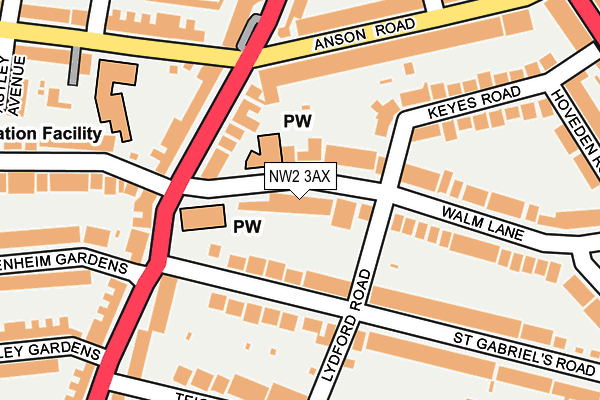 NW2 3AX map - OS OpenMap – Local (Ordnance Survey)