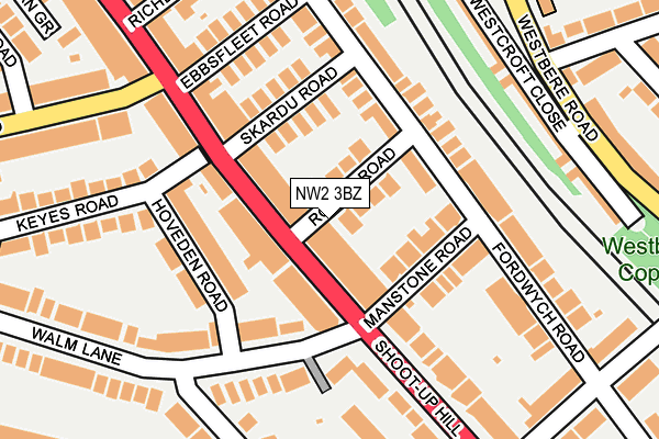NW2 3BZ map - OS OpenMap – Local (Ordnance Survey)