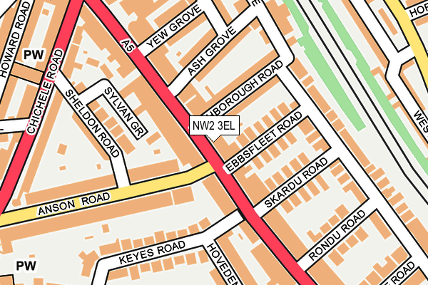 NW2 3EL map - OS OpenMap – Local (Ordnance Survey)