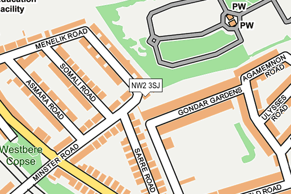 NW2 3SJ map - OS OpenMap – Local (Ordnance Survey)