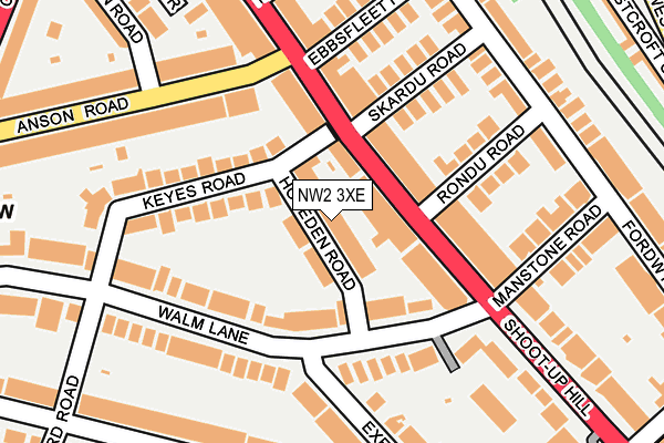 NW2 3XE map - OS OpenMap – Local (Ordnance Survey)