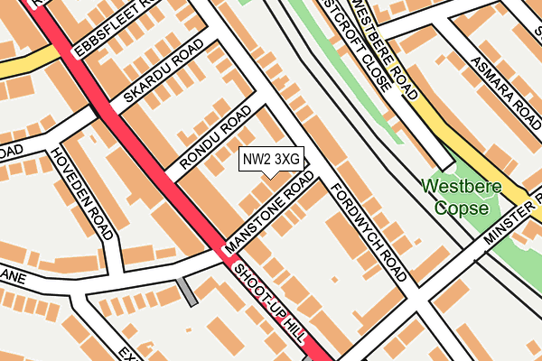 NW2 3XG map - OS OpenMap – Local (Ordnance Survey)