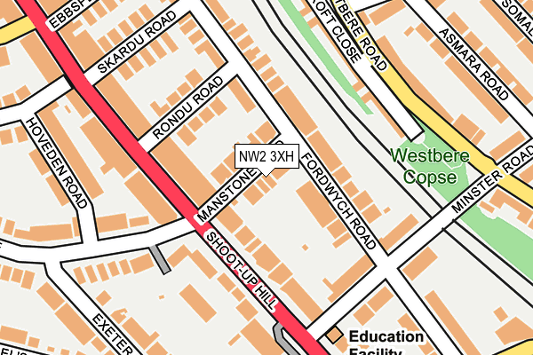 NW2 3XH map - OS OpenMap – Local (Ordnance Survey)