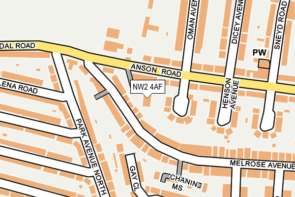NW2 4AF map - OS OpenMap – Local (Ordnance Survey)