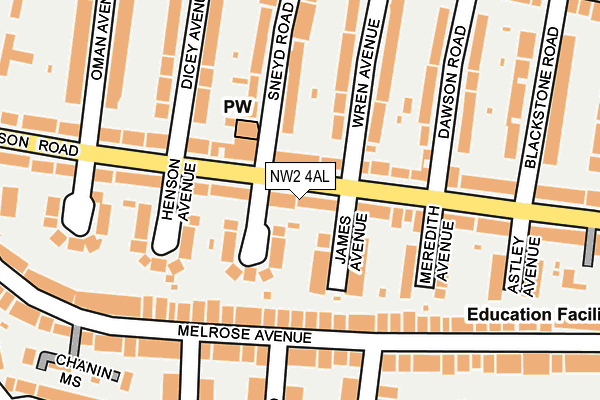 NW2 4AL map - OS OpenMap – Local (Ordnance Survey)