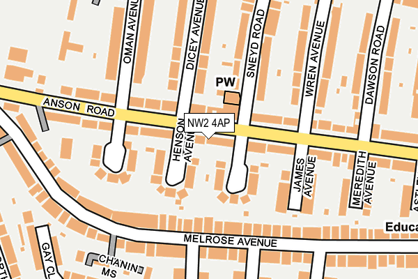 NW2 4AP map - OS OpenMap – Local (Ordnance Survey)