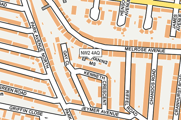 NW2 4AQ map - OS OpenMap – Local (Ordnance Survey)