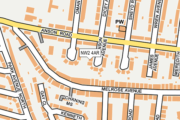 NW2 4AR map - OS OpenMap – Local (Ordnance Survey)