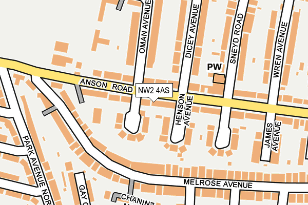 NW2 4AS map - OS OpenMap – Local (Ordnance Survey)