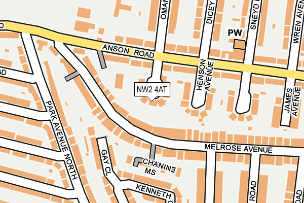 NW2 4AT map - OS OpenMap – Local (Ordnance Survey)