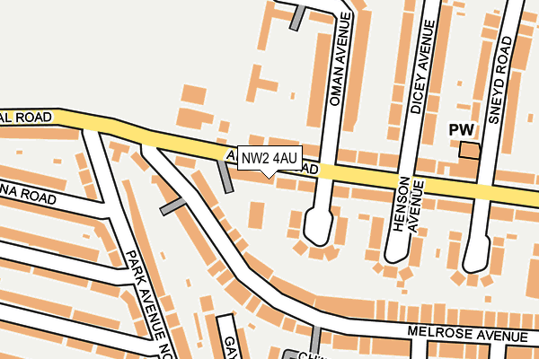 NW2 4AU map - OS OpenMap – Local (Ordnance Survey)