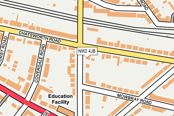 NW2 4JB map - OS OpenMap – Local (Ordnance Survey)