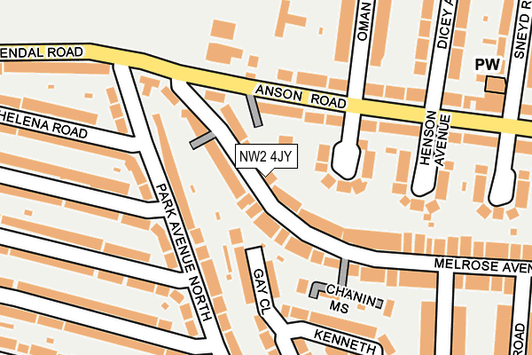 NW2 4JY map - OS OpenMap – Local (Ordnance Survey)