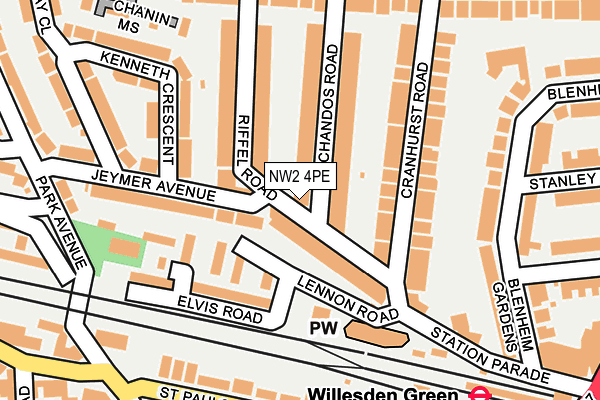 NW2 4PE map - OS OpenMap – Local (Ordnance Survey)