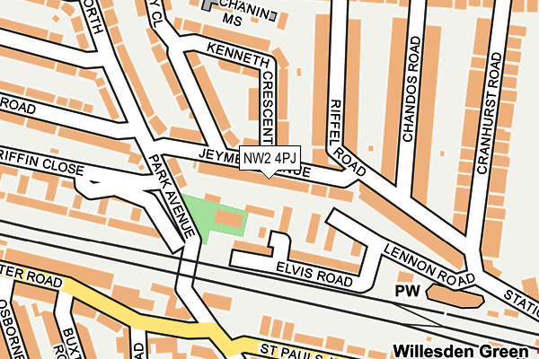 NW2 4PJ map - OS OpenMap – Local (Ordnance Survey)