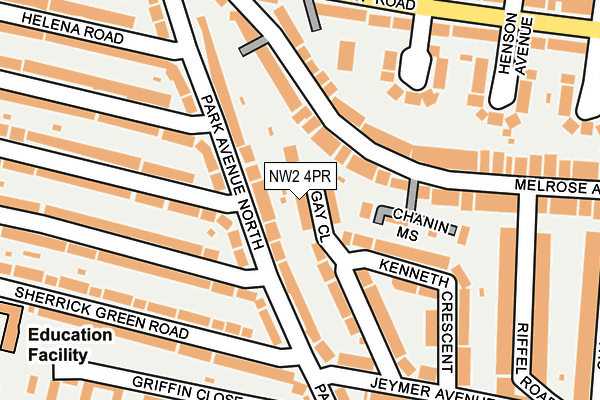 NW2 4PR map - OS OpenMap – Local (Ordnance Survey)